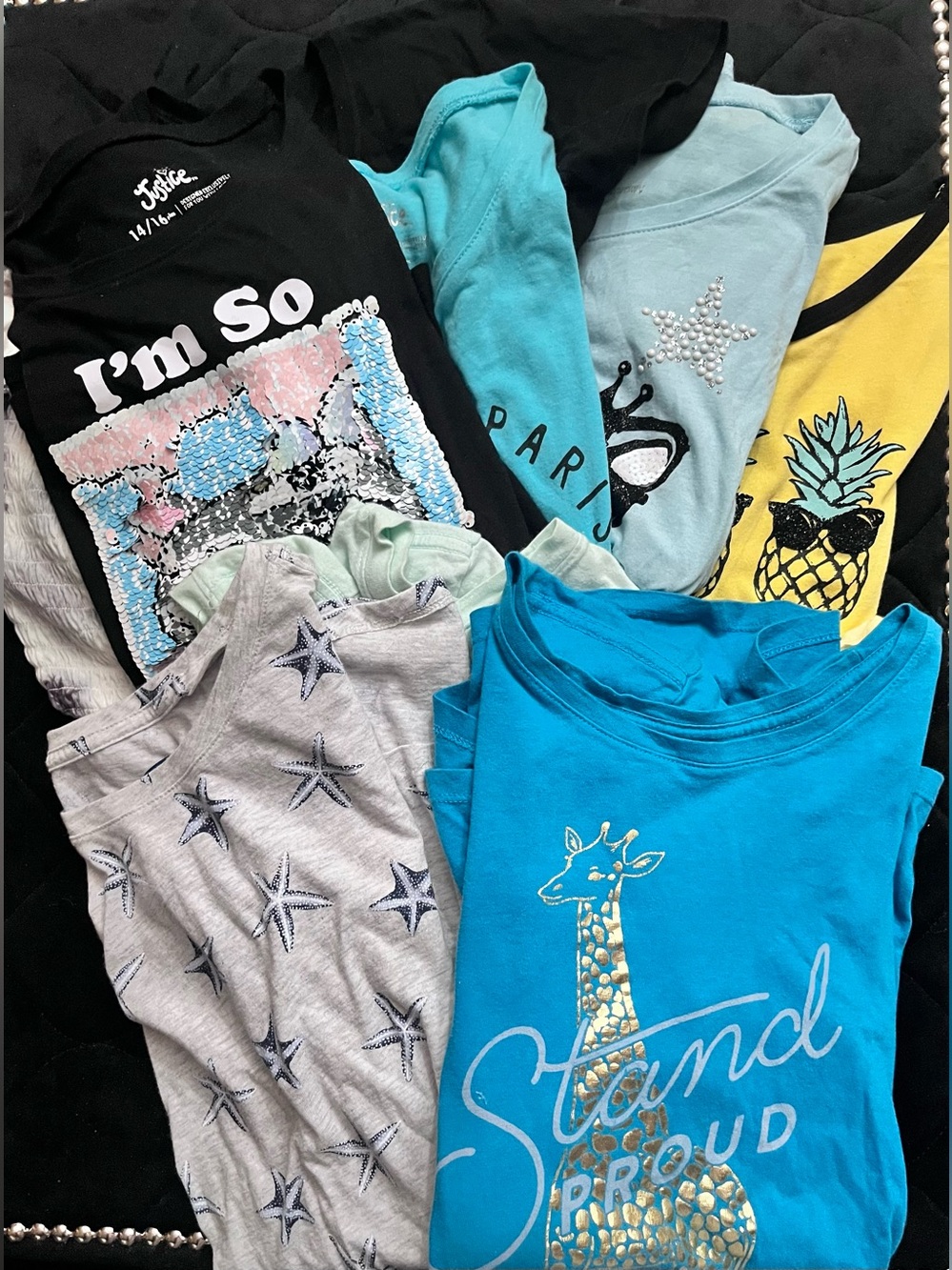 JUSTICE & OLD NAVY Girls 14/16 Plus Short Sleeve Top Bundle- 11 Tops + Bonus Top